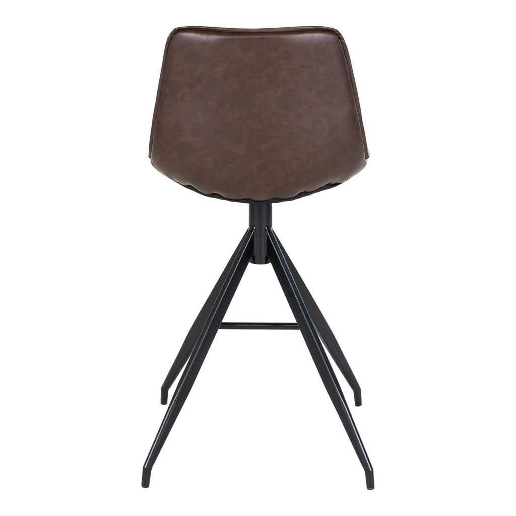 Monaco Counter Chair - Counter chair in PU, brown with black legs, HN1227 (set of 2)